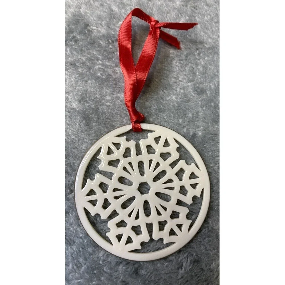Lenox Snow Star Snowflake Christmas Ornament Vintage, Gold Trim